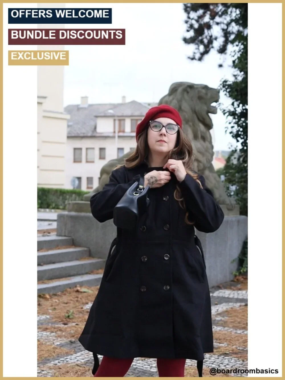 Plus Size Double Breasted Wool Blend Winter Peacoat with Belt